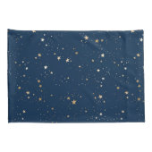 Gouden Ster op Blauwe Nachtpatroon Kussensloop (Achterkant-Rechts)