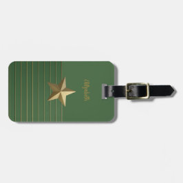 Gouden ster op groen bagagelabel