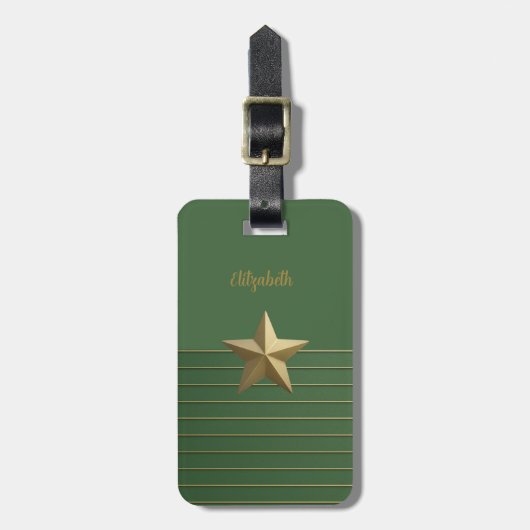 Gouden ster op groen bagagelabel (Voorkant verticaal)