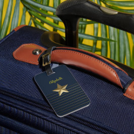 Gouden ster op Navy Blue Bagagelabel