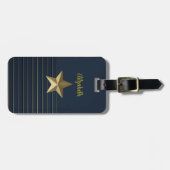 Gouden ster op Navy Blue Bagagelabel (Voorkant horizontaal)