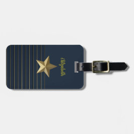 Gouden ster op Navy Blue Bagagelabel
