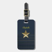Gouden ster op Navy Blue Bagagelabel (Voorkant verticaal)
