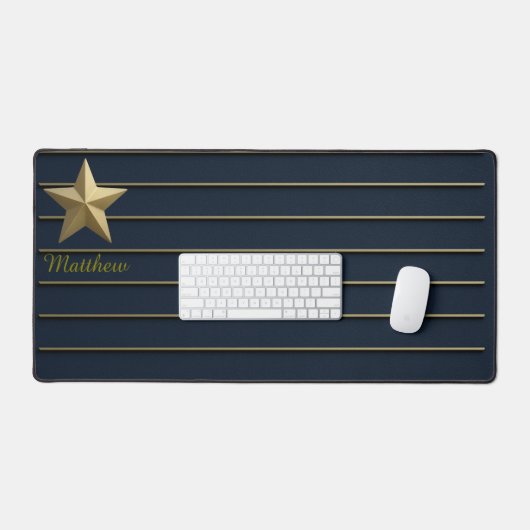Gouden Ster op Navy Blue Bureaumat (Keyboard & Muis)