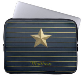 Gouden Ster op Navy Blue Laptop Sleeve