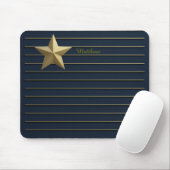 Gouden Ster op Navy Blue Mousepad Muismat (Met muis)