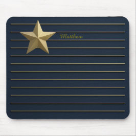 Gouden Ster op Navy Blue Mousepad Muismat