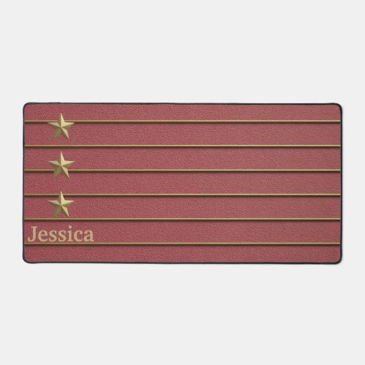 Gouden ster op Roos Roze Desk Mat (Voorkant)