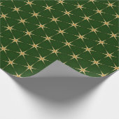 Gouden Ster patroon op een groene achtergrond Cadeaupapier (Hoek)