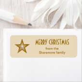 Gouden ster 'Prettig Kerstfeest' label kleine crèm (Insitu)