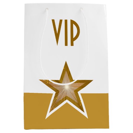 Gouden Ster print VIP goud wit medium Medium Cadeauzakje (Voorkant)