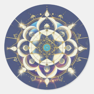 Gouden Ster Uitlijning – Een Heilig Geometrisch Un Ronde Sticker