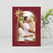 Gouden ster van Bethlehem Fotokaart Feestdagenkaart (Staand voorkant)