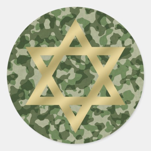 Gouden ster van David Army Camouflage Ronde Sticker (Voorkant)