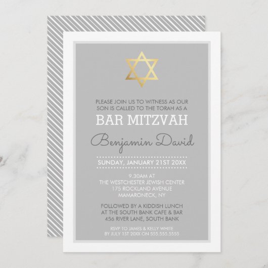 GOUDEN STER VAN DAVID bar mitswa modern eenvoudig  Kaart (Voorkant / Achterkant)