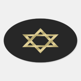 Gouden ster van David Black Ovale Sticker