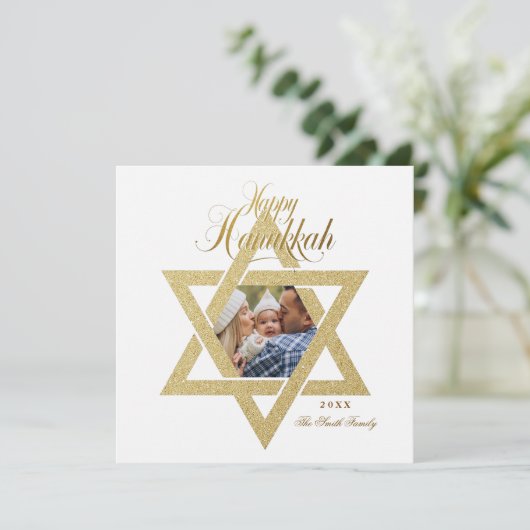 Gouden Ster van David Chanoeka Kaart (Staand voorkant)