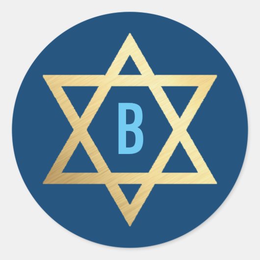 GOUDEN STER VAN DAVID koel vet initiaal sinaasappe Ronde Sticker (Voorkant)