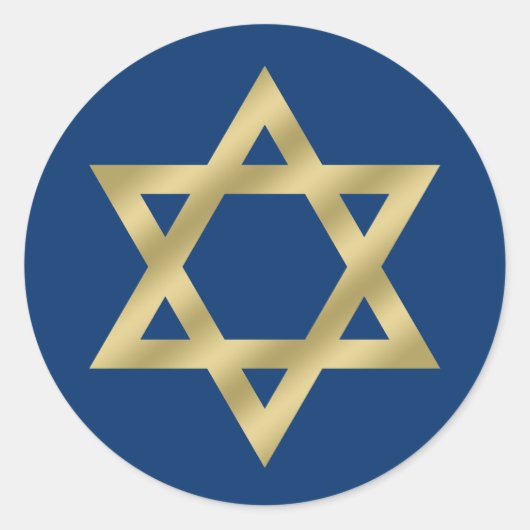 Gouden ster van David Navy Blue Ronde Sticker (Voorkant)