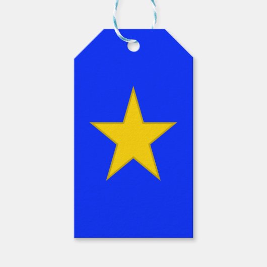 Gouden ster van uitmuntendheid op Royal Blue, mini Cadeaulabel (Voorkant)