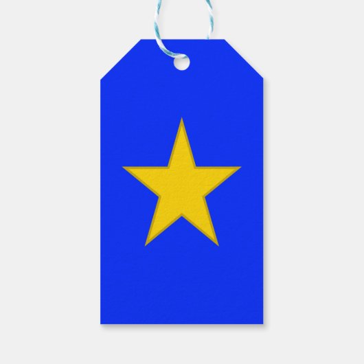 Gouden ster van uitmuntendheid op Royal Blue, mini Cadeaulabel (Achterkant)