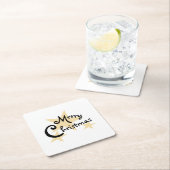 Gouden Ster Vrolijk Kerstfeest op Wit Kartonnen Onderzetters (Insitu)