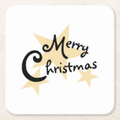 Gouden Ster Vrolijk Kerstfeest op Wit Kartonnen Onderzetters (Voorkant)