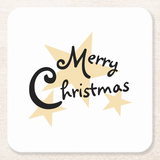 Gouden Ster Vrolijk Kerstfeest op Wit Kartonnen Onderzetters (Voorkant)