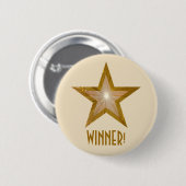 "Gouden" ster 'WINNAAR!' knopcrème Ronde Button 5,7 Cm (Voorkant /achterkant)
