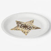 Gouden Ster Wit en Goud Feestelijk Elegant Papieren Bordje (Gekanteld)