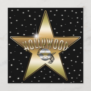 Gouden Ster Zilver Oude Hollywood Glitter Uitnodig Kaart