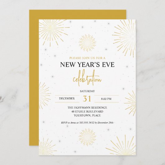 Gouden Sterontploffingen Oud en Nieuw-feest Kaart (Voorkant / Achterkant)