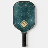 Gouden Sterpatroon met Gouden Monogram Initiaal Pickleball Paddle (Voorkant)