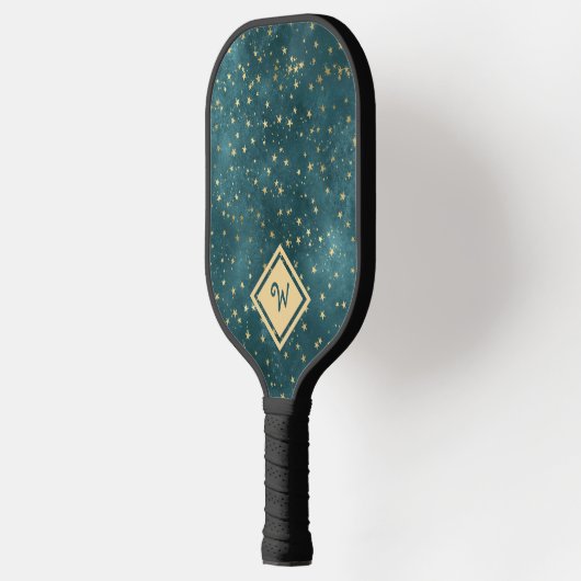 Gouden Sterpatroon met Gouden Monogram Initiaal Pickleball Paddle (Links)