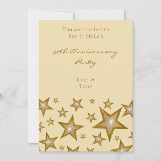 Gouden sterren '50e verjaardag' verticaal crème kaart (Voorkant)