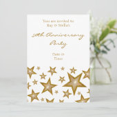 Gouden sterren '50e verjaardag' verticaal wit kaart (Staand voorkant)