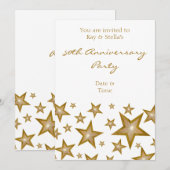Gouden sterren '50e verjaardag' verticaal wit kaart (Voorkant / Achterkant)