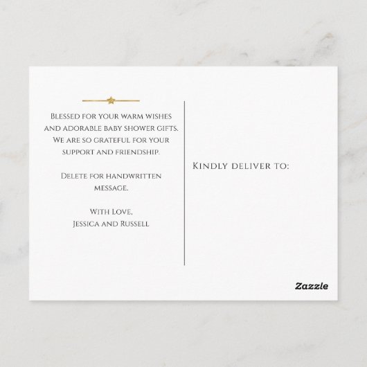 Gouden Sterren Baby Shower Bedankt Briefkaart (Achterkant)