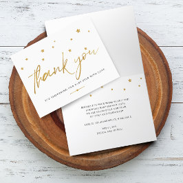Gouden sterren baby shower gevouwen bedankkaart