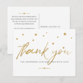 Gouden sterren babyshower bedankje briefkaart (Voorkant / Achterkant)