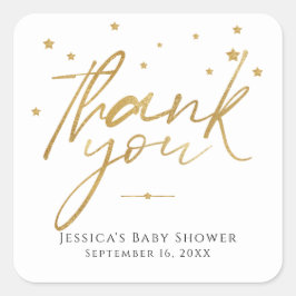 Gouden sterren bedankt baby shower vierkante sticker