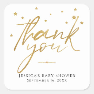 Gouden sterren bedankt baby shower vierkante sticker