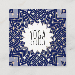 Gouden Sterren Blauw Lotus Mandala Bloem Vierkante Visitekaartje