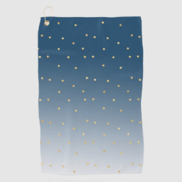 Gouden Sterren Blauw Ombre Golfhanddoek