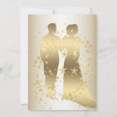 Gouden Sterren Bruid En Bruidegom Bruiloft Feest Kaart (Achterkant)