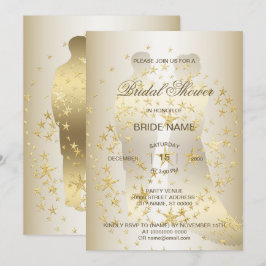 Gouden Sterren Bruid En Bruidegom Bruiloft Feest Kaart