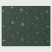Gouden sterren | Deep Green | Kerstcadeaus Cadeaupapier (Vlak)