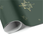 Gouden sterren | Deep Green | Kerstcadeaus Cadeaupapier (Rol Hoek)