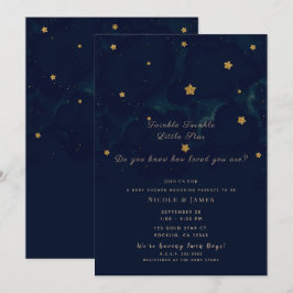 Gouden sterren Donkerblauwe nachthemel Baby Shower Kaart