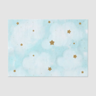 Gouden sterren en blauwe lucht wolken baby shower tissuepapier